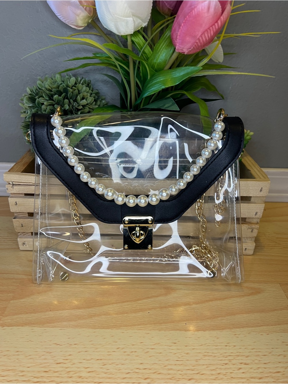 Clear Faux Pearl Shoulder bag/Crossbody